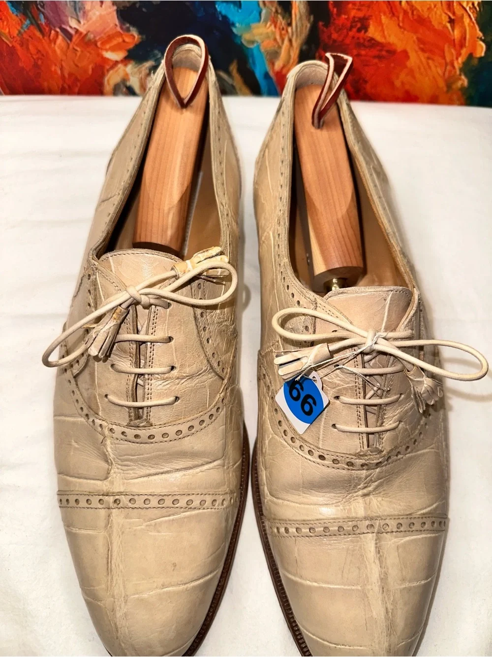 No.66 Mauri Genuine Alligator Leather Cap Toe Oxford Dress Shoes